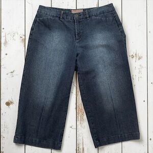 Khakis & Co Cropped Jeans Women Size 12 Blue Stretch Denim Wide Leg Capri Pants